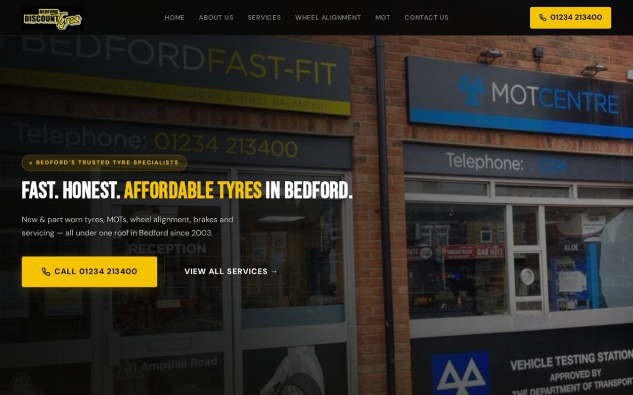 Bedford Discount Tyres website by WebDevLab