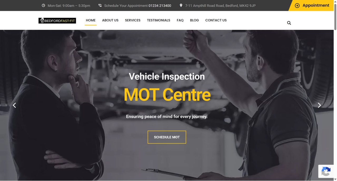 Bedford Fast Fit website by WebDevLab