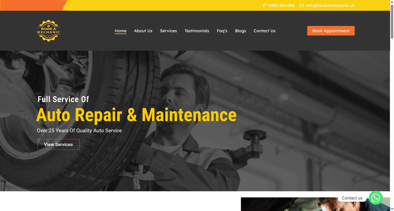 Book A Mechanic website by WebDevLab
