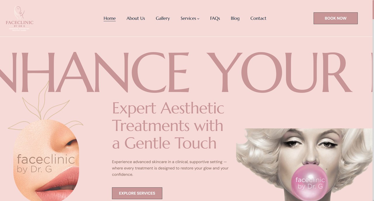 Face Clinic by Dr G website by WebDevLab