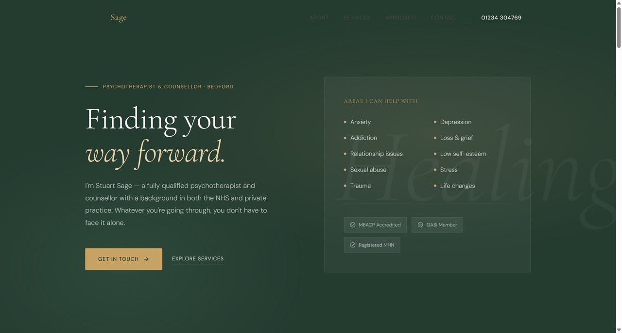 Stuart Sage Therapy website by WebDevLab
