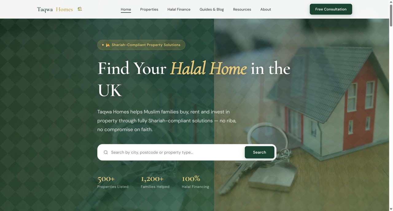 Taqwa Homes website by WebDevLab